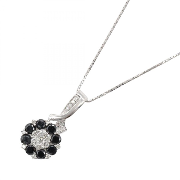 JEWELRY Diamond Necklace Pendant 18KWG White Gold Black Used Women 45㎝