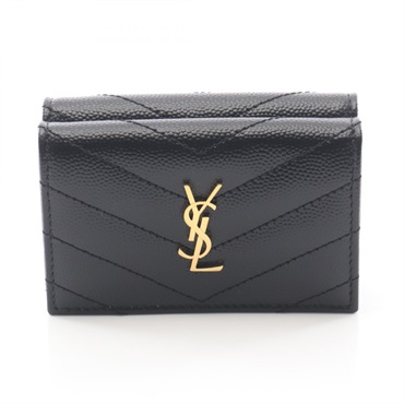 SAINT LAURENT PARIS Monogram Origami Tiny Wallet leather Black NEW Women YSL