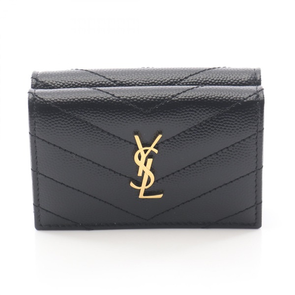 SAINT LAURENT PARIS Monogram Origami Tiny Wallet leather Black NEW Women YSL