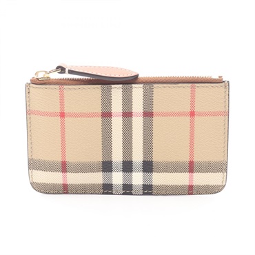 BURBERRY Vintage check Coin purse case 8094428 leather canvas Beige NEW Women