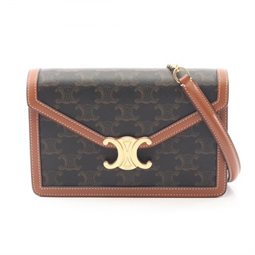 CELINE Triomphe Shoulder crossbody Bag 10L462DQB04LU canvas leather Black Brown