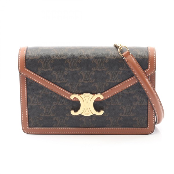 CELINE Triomphe Shoulder crossbody Bag 10L462DQB04LU canvas leather Black Brown