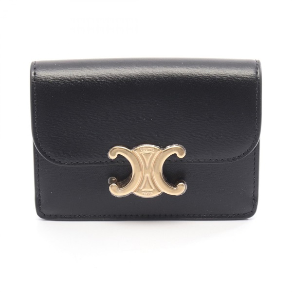 CELINE Triomphe Card holder Case 10I583DPV38NO leather Black NEW Women GHW