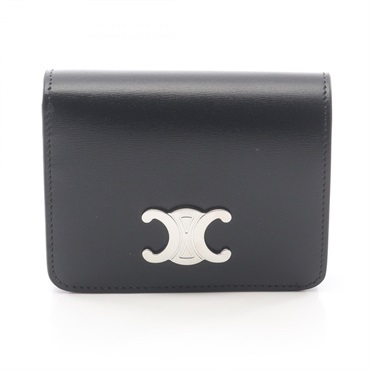 CELINE Triomphe Bi-fold wallet 10K623DPV38DI leather Black NEW Women SHW