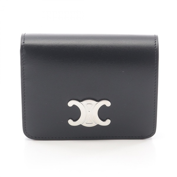 CELINE Triomphe Bi-fold wallet 10K623DPV38DI leather Black NEW Women SHW