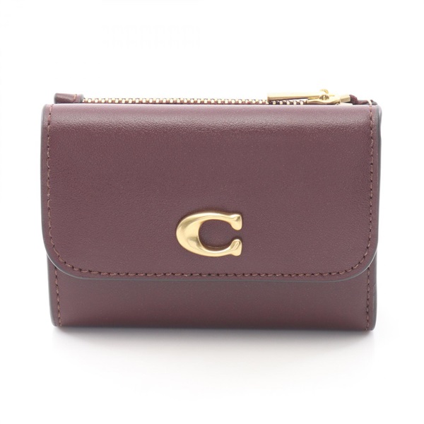 COACH Essential Tri-fold wallet CBF60B4XD2 leather Bordeaux Pink NEW Women GHW