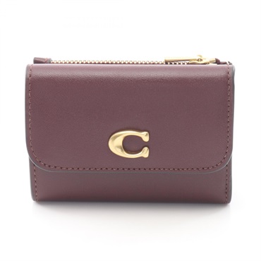 COACH Essential Tri-fold wallet CBF60B4XD2 leather Bordeaux Pink NEW Women