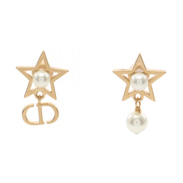 Christian Dior PETIT CD LUCKY CHARMS stars Pierced earrings GHW Artificial pearl