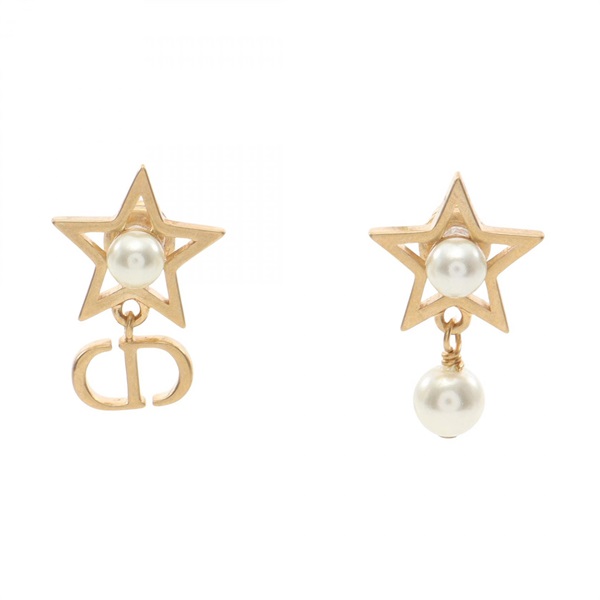 Christian Dior PETIT CD LUCKY CHARMS stars Pierced earrings GHW Artificial pearl