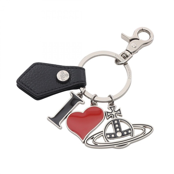 Vivienne Westwood Key Ring Holder Metal Synthetic leather Black Red NEW Women