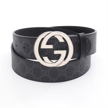 GUCCI Interlocking G GG Supreme belt 411924KGDHX844990 PVC coated canvas NEW