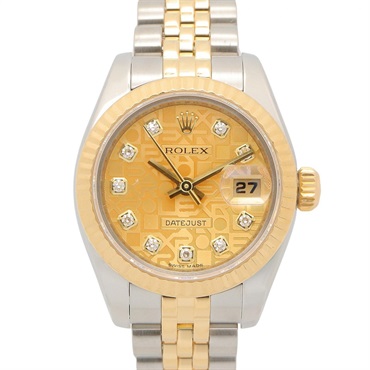 ROLEX Datejust 10P Diamond Z Wrist Watch 179173G Auto 18KYG Gold SS used women