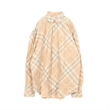 BURBERRY Check Long sleeve Shirt Top 8082194M cotton Beige Multicolor NEW size M