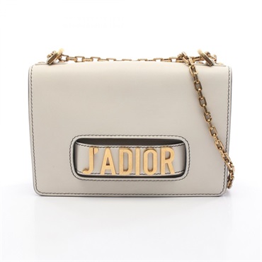 Christian Dior J'ADIOR Chain Shoulder Handbag leather White Used Women