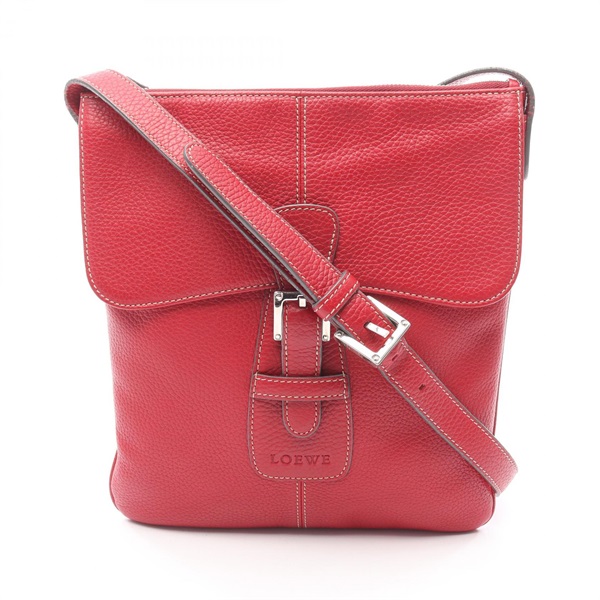 LOEWE Senda Shoulder Crossbody Bag leather Red Used Women