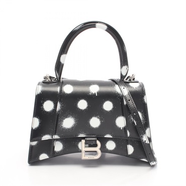 BALENCIAGA Hourglass Small Shoulder Crossbody Handbag 593546 leather Black Used