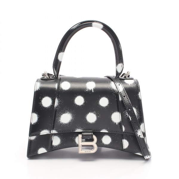 BALENCIAGA Hourglass Small Shoulder Crossbody Handbag 593546 leather Black Used