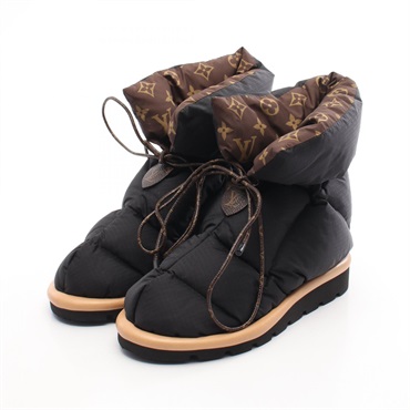 LOUIS VUITTON Pillow Line Monogram short boots #36 1A8T3D Nylon Black Used Women