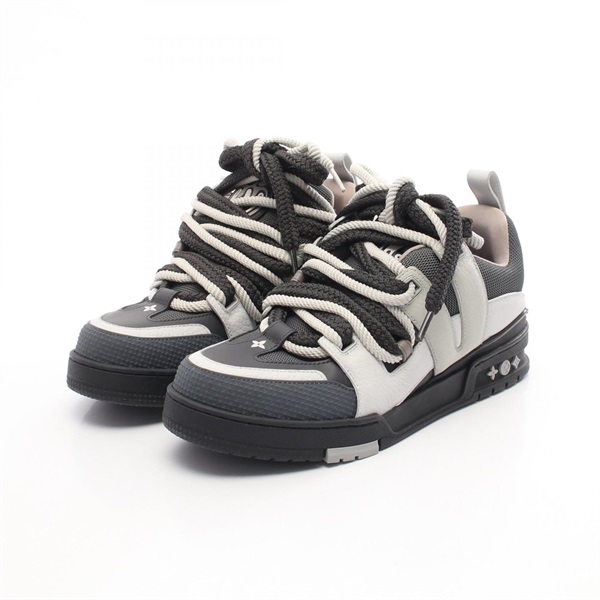 LOUIS VUITTON LV Skate Line sneakers #7.5 shoes 1ABZ47 leather Fabric Gray used