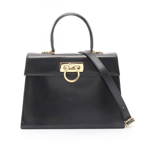 Salvatore Ferragamo Gancini 2Way Shoulder Handbag 21-2181 leather Black Used