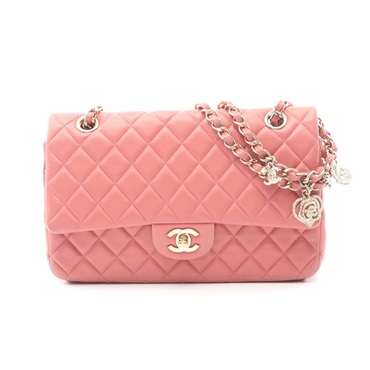 CHANEL Matelasse Single flap Chain Shoulder Handbag Lamb leather Pink GHW Used