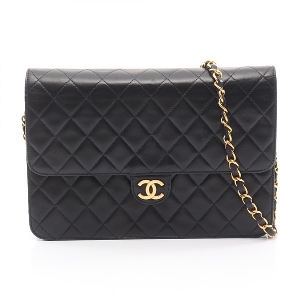 CHANEL Matelasse Chain Shoulder Handbag Lambskin leather Black GHW Used Women