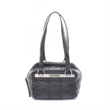 CHANEL Chocolate bar Shoulder Bag A26135 leather Black Used Women