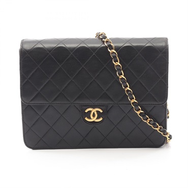 CHANEL Matelasse single flap Shoulder Handbag A03569 Lamb leather Black GHW Used