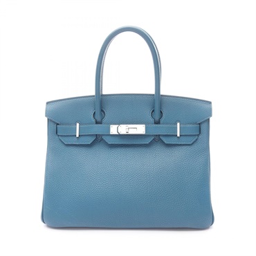 HERMES Birkin 30 Handbag O Togo leather Blue jean Used SHW