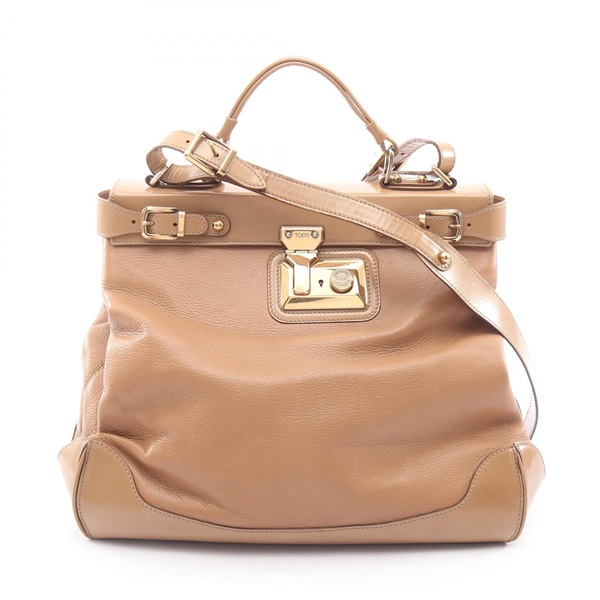 TOD'S Dokt Bag Shoulder Crossbody Handbag leather Patent leather Brown Used