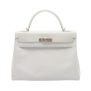 HERMES Kelly 32 shoulder Handbag H inside stitched Epsom leather White SHW Used