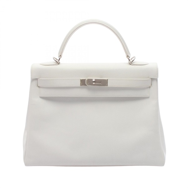 HERMES Kelly 32 shoulder Handbag H inside stitched Epsom leather White SHW Used