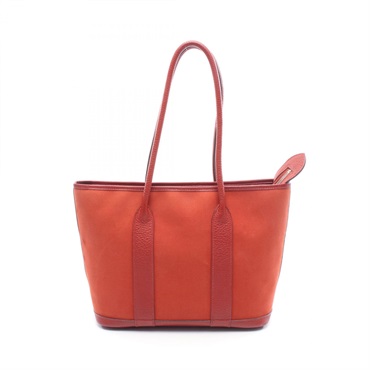 HERMES Garden Zip PM Tote shoulder Bag M Toile officier rouge garance SHW