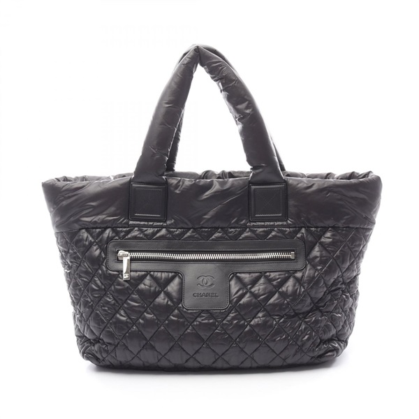 CHANEL Cococoon Tote Bag Nylon leather Black SHW Used Women