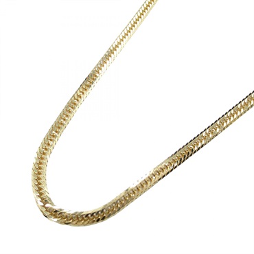 JEWELRY Triple 8 Side Flat Link Curb Chain Necklace 18KYG Yellow Gold NEW 40㎝