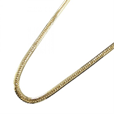 JEWELRY  Triple 8 Side Flat Link Curb Chain Necklace 18KYG Yellow Gold 40㎝ NEW