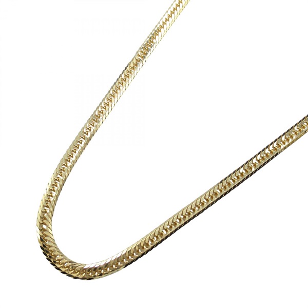 JEWELRY  Triple 8 Side Flat Link Curb Chain Necklace 18KYG Yellow Gold 40㎝ NEW