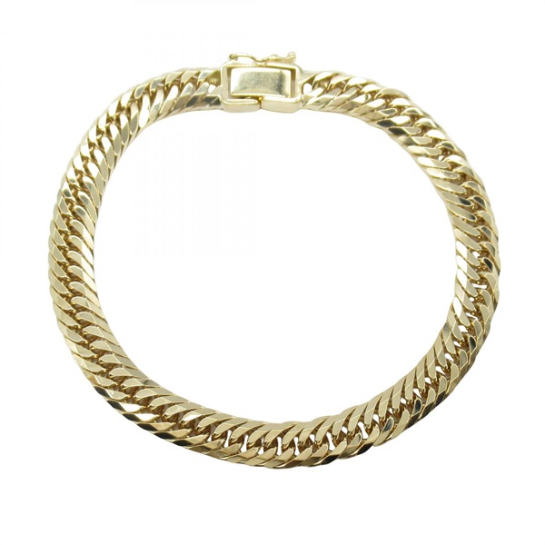 JEWELRY Triple 8 Side Flat Link Curb Chain Bracelet 18KYG NEW unisex 17cm
