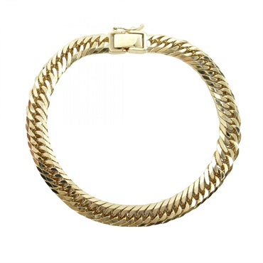 JEWELRY Triple 8 Side Flat Link Curb Chain Bracelet 18KYG 17cm NEW unisex