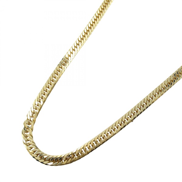 JEWELRY Triple 8 Side Flat Link Curb Chain Necklace 18KYG Yellow Gold NEW 40㎝