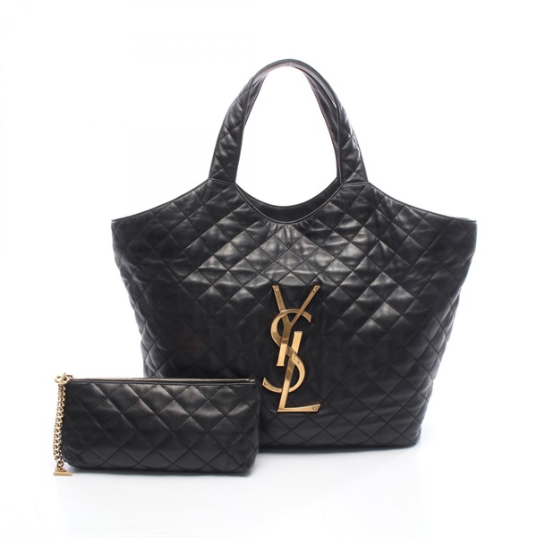 SAINT LAURENT PARIS Ikar Maxi Tote hand Bag 698651AAANG1000 leather Black Used
