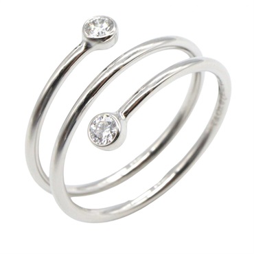 TIFFANY＆CO Hoop Ring 3 Row 2P Diamond Pt950 Platinum Used women US size 4.5