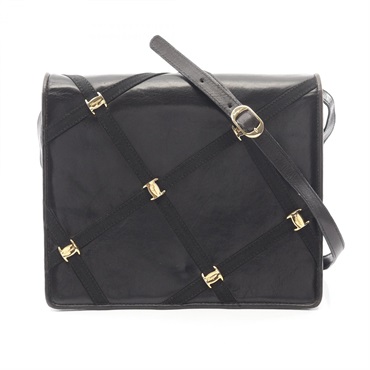 Salvatore Ferragamo Vara Shoulder crossbody Bag 21 0552 leather Black Used Women