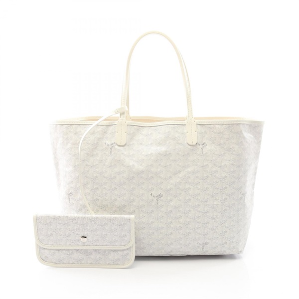 GOYARD Saint Louis PM Tote hand Bag canvas leather White Used Women