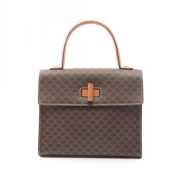 CELINE Macadam Handbag PVC coated canvas leather Brown Used Women