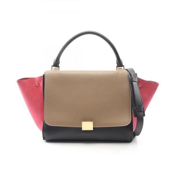 CELINE Trapeze Medium shoulder Handbag 169543 leather Suede Beige Black Red Used