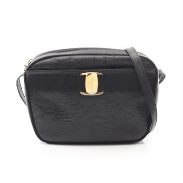 Salvatore Ferragamo Vara ribbon Shoulder crossbody Bag leather Black Used Women