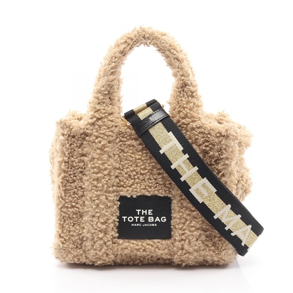 MARC JACOBS The Teddy Mini 2Way Crossbody Tote Bag Faux shearling Beige Used