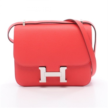 HERMES Constance 3 Mini Miroir Shoulder Bag Chevre leather Red Used W SHW