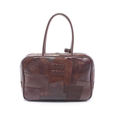 Miu Miu Patchwork Beau shoulder Handbag leather Suede Brown Briarwood Used Women